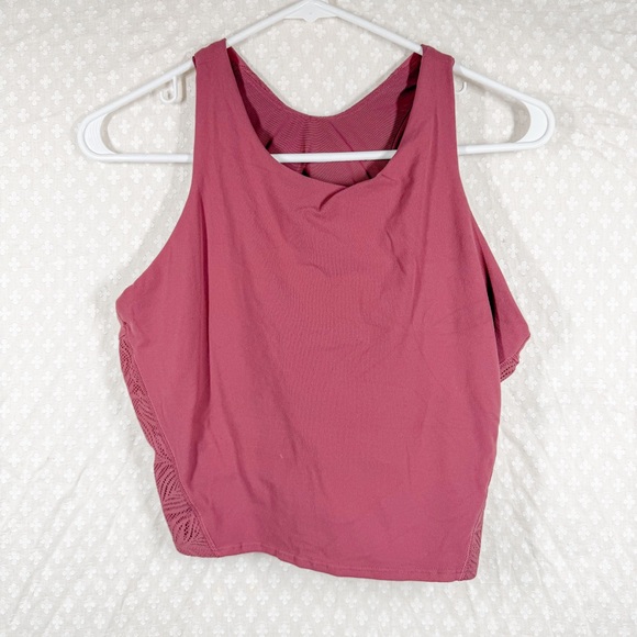 Athleta Other - Athleta Dark‎ Pink High Neck Mesh Racerback Long Lined Sports Bra